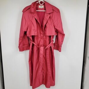 Vintage Worthington Pink Trench Coat Double Breasted Belt 12P Y2K Retro Academia